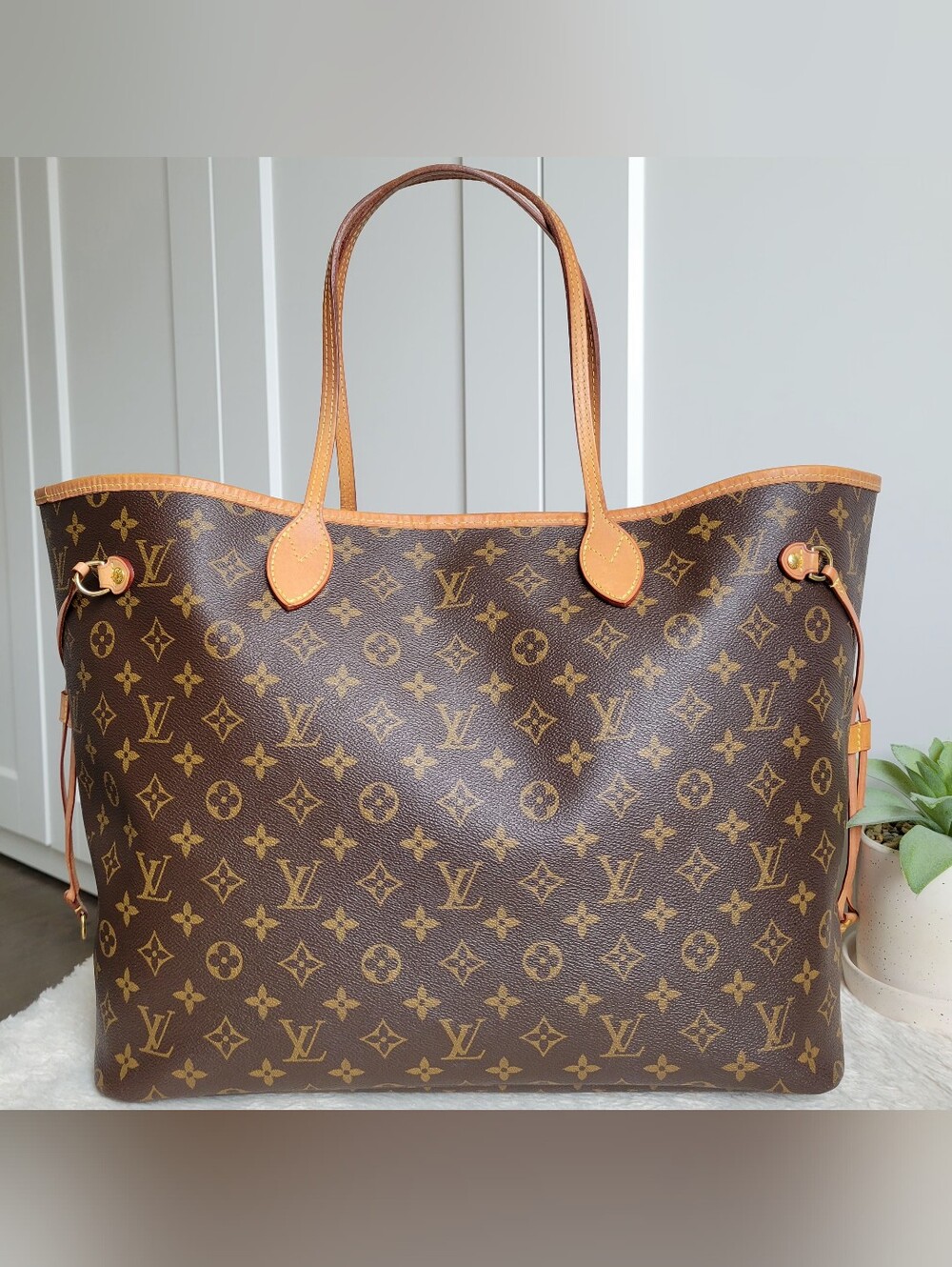 💕CLASSIC Louis Vuitton Neverfull GM Monogram "PEONY/Hot Pink Interior" Tote Bag